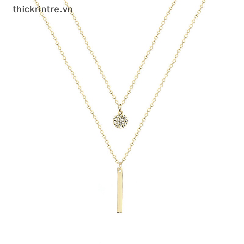 Vòng cổ Hai Lớp Dáng Dài Mặt Tròn Phong Cách Âu Mỹ Thời Trang Cho Nữ