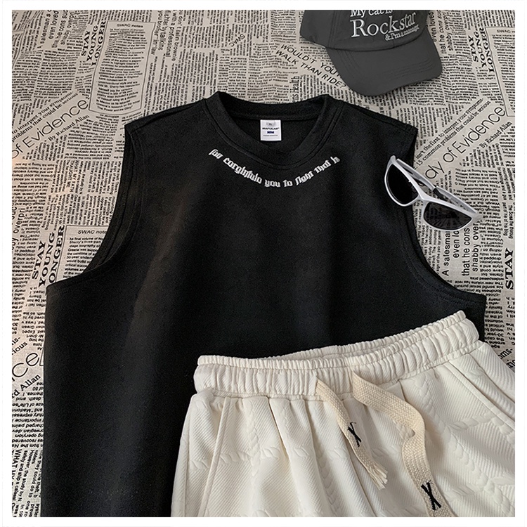 Áo Thun Da Lộn Không Tay Dáng Rộng Thời Trang Mùa Hè Phong Cách Đường Phố Mỹ Hàng Mới Dành Cho Bạn Nam