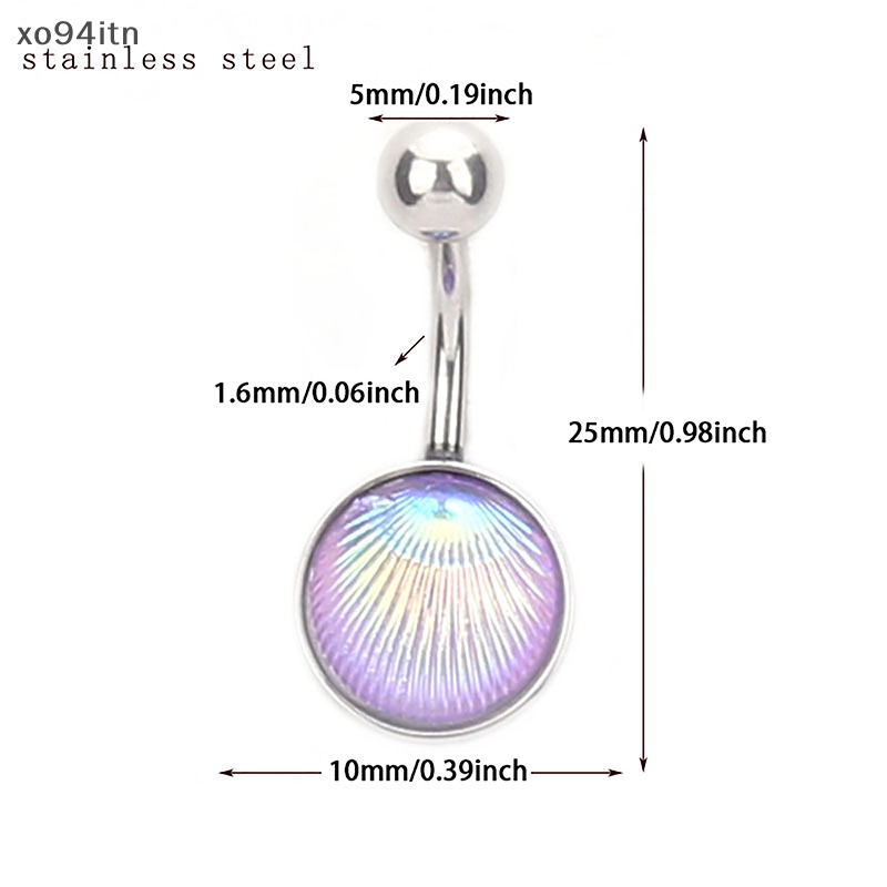 Khuyên Rốn Tròn Bằng Thép Không Gỉ Đính Vỏ Sò Nhiều Màu Thời Trang