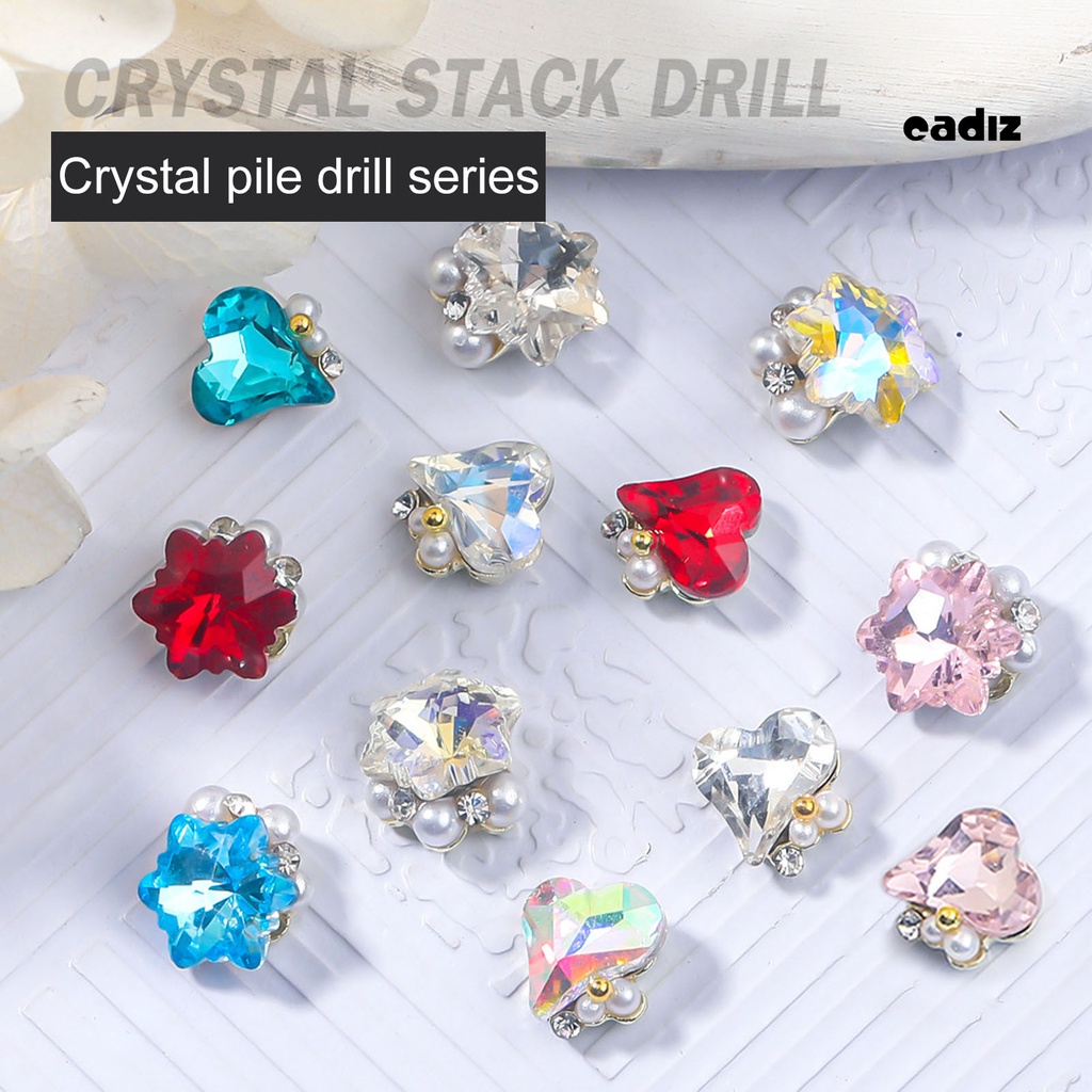 Bộ 5 Đá Đính Ngọc Trai / Trái Tim / Ngôi Sao 3D Lấp Lánh Trang Trí Móng Nghệ Thuật