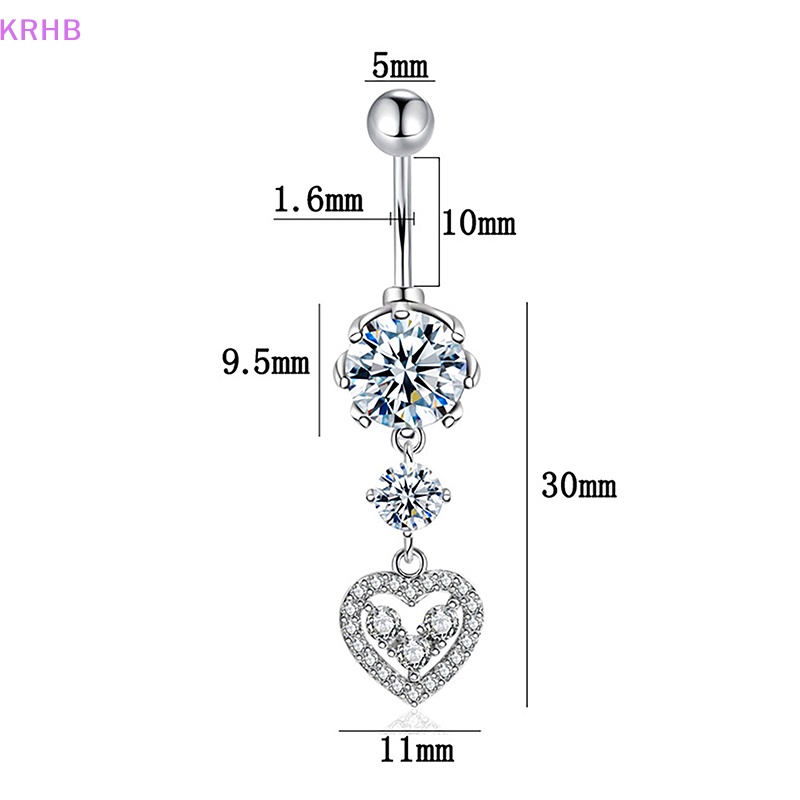 Khuyên Rốn Thép Không Rỉ Đính Đá Zircon Hình Trái Tim Quyến Rũ Mới