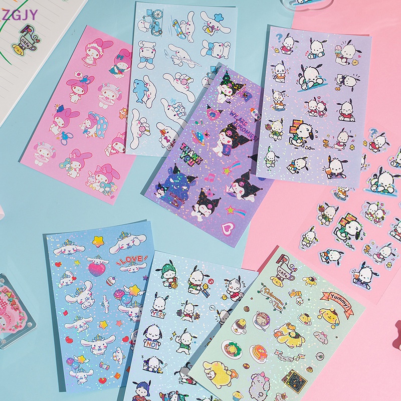 Set 5 Sticker Hình Sanrio Hello Kitty Kuromi Pachacco Goo Dễ Thương Dùng Để Trang Trí Sổ Tay / Nhật Ký Mới