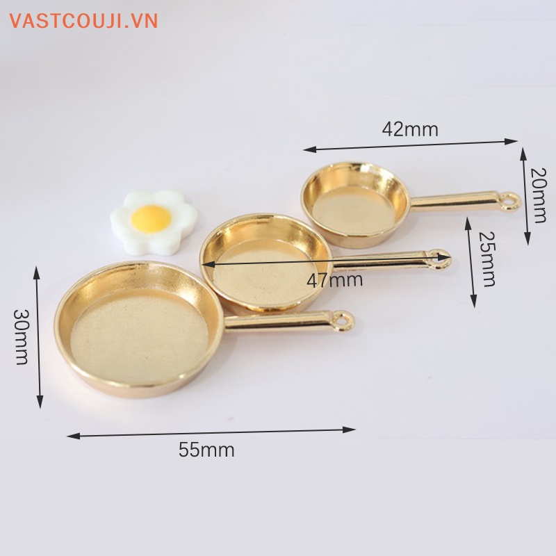 Bộ Chảo Chiên Trứng Bằng Kim Loại Tỉ Lệ 1 / 12 Trang Trí Nhà Búp Bê