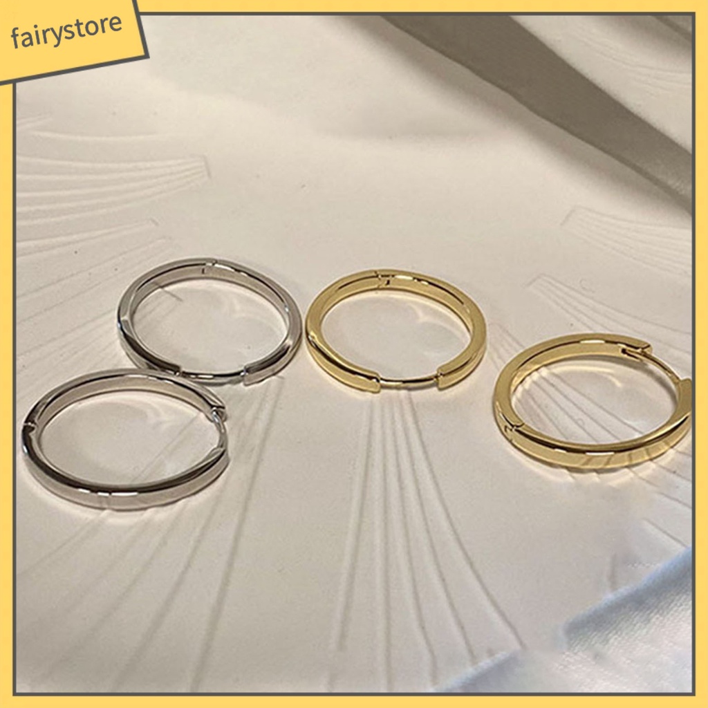 1 Đôi Bông Tai Hình Tròn Bề Mặt Mịn Thời Trang Dành Cho Nữ