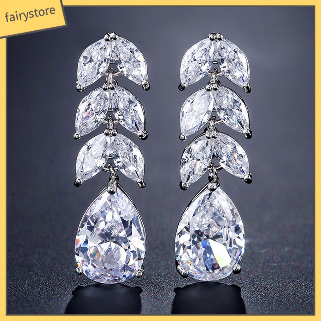 1 Đôi Bông Tai Hình Giọt Nước Đính Đá Lấp Lánh Dành Cho Nữ