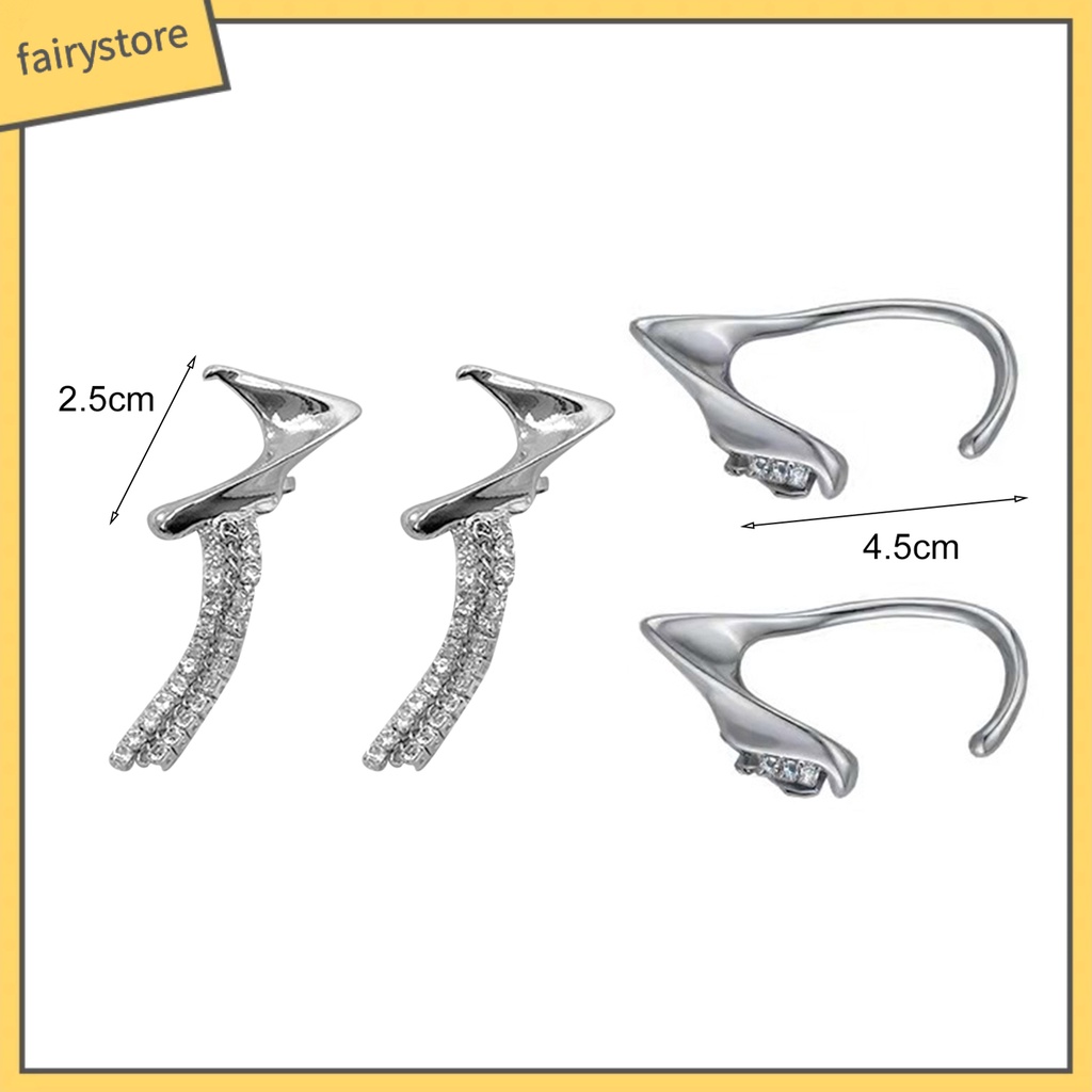 1 Đôi Khuyên Kẹp Vành Tai Đính Đá Phong Cách Hip hop Thời Trang Cho Nữ