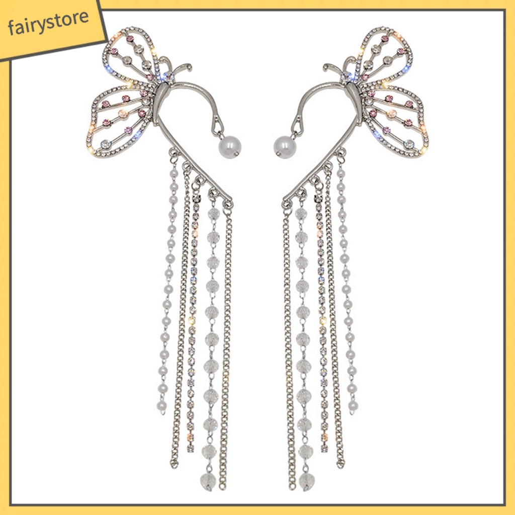 1 Đôi Bông Tai Hình Bướm Có Đính Đá Lấp Lánh Dành Cho Nữ