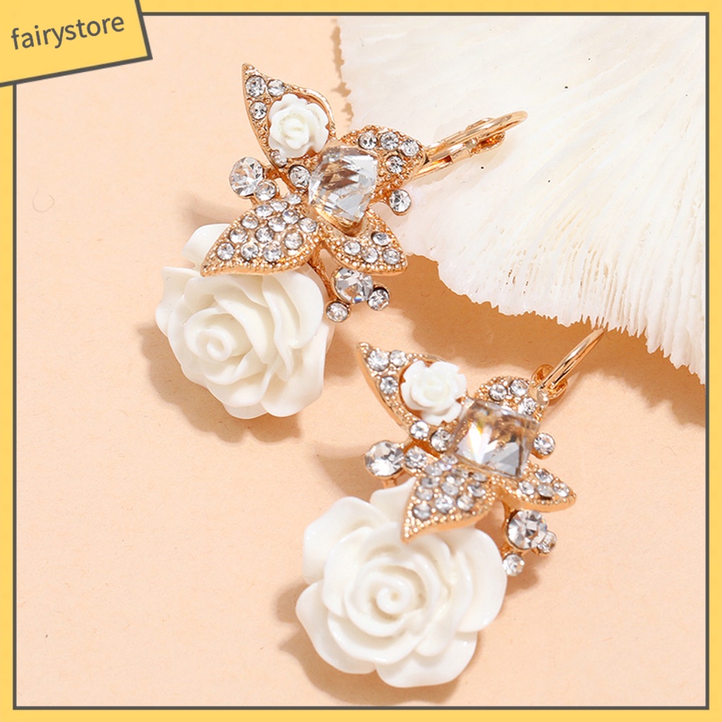 1 Đôi Bông Tai Hình Hoa Đính Đá Phong Cách Vintage Dành Cho Nữ