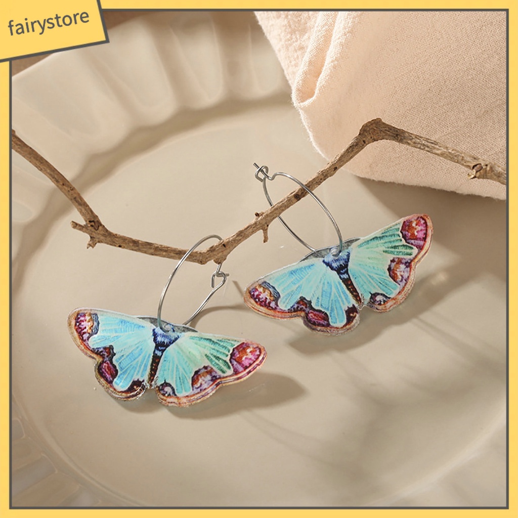 1 Đôi Bông Tai Hình Bướm Bằng Acrylic Phong Cách Cổ Điển Thời Trang