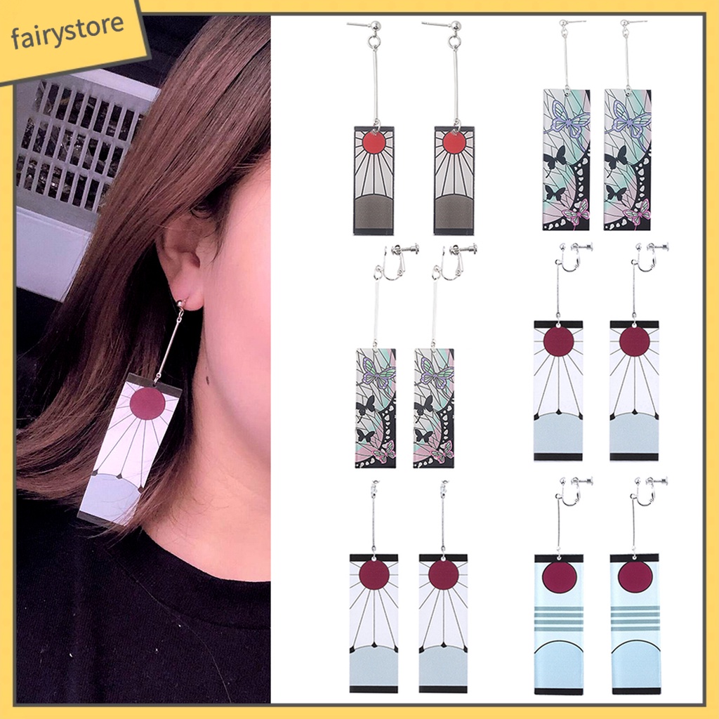 Bông Tai Hình Chữ Nhật Bằng Acrylic In Họa Tiết Hoạt Hình Dễ Thương