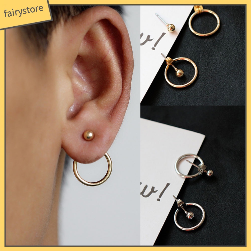 Bông Tai Hình Tròn Hai Mặt Thiết Kế Đục Lỗ Đơn Giản Thời Trang Cho Nữ