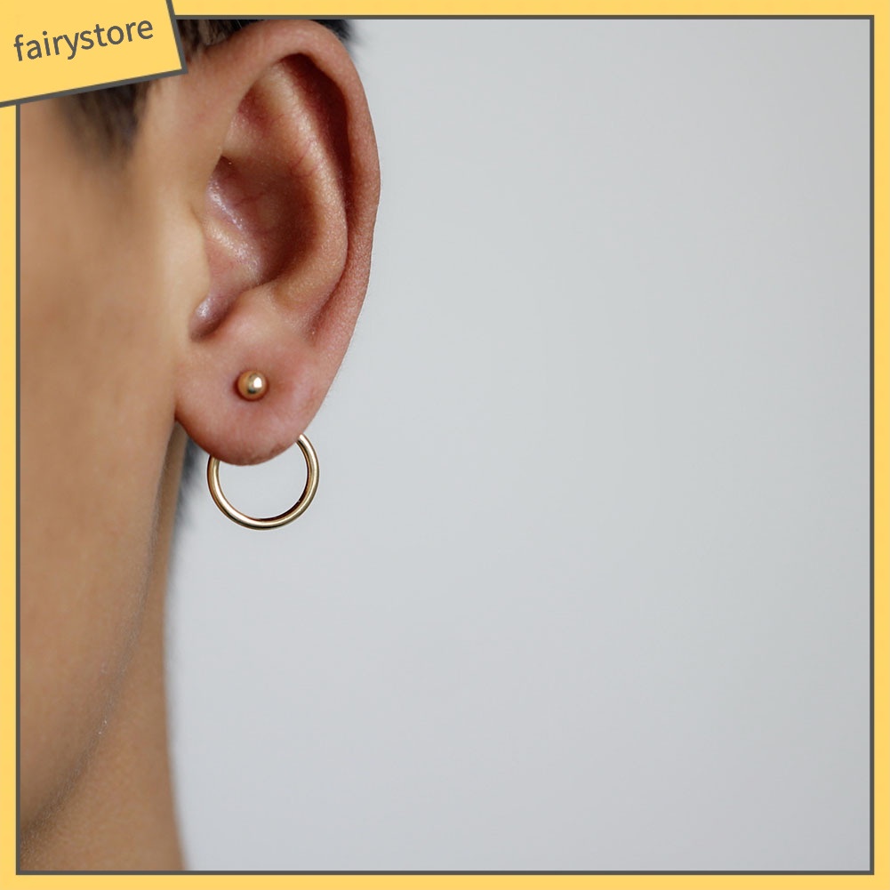 Bông Tai Hình Tròn Hai Mặt Thiết Kế Đục Lỗ Đơn Giản Thời Trang Cho Nữ