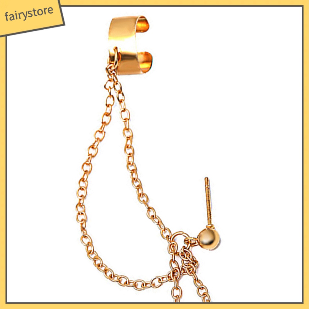 1 Khuyên Tai Dạng Kẹp Hình Mặt Trăng Bằng Thép Không Gỉ Màu Sắc Đơn Giản