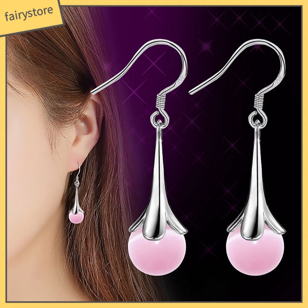 [FRO] Bông Tai Dạng Móc Hình Hoa Kèn Trumpet Dài Quyến Rũ Chống Rỉ Sét Cho Nữ Dự Tiệc