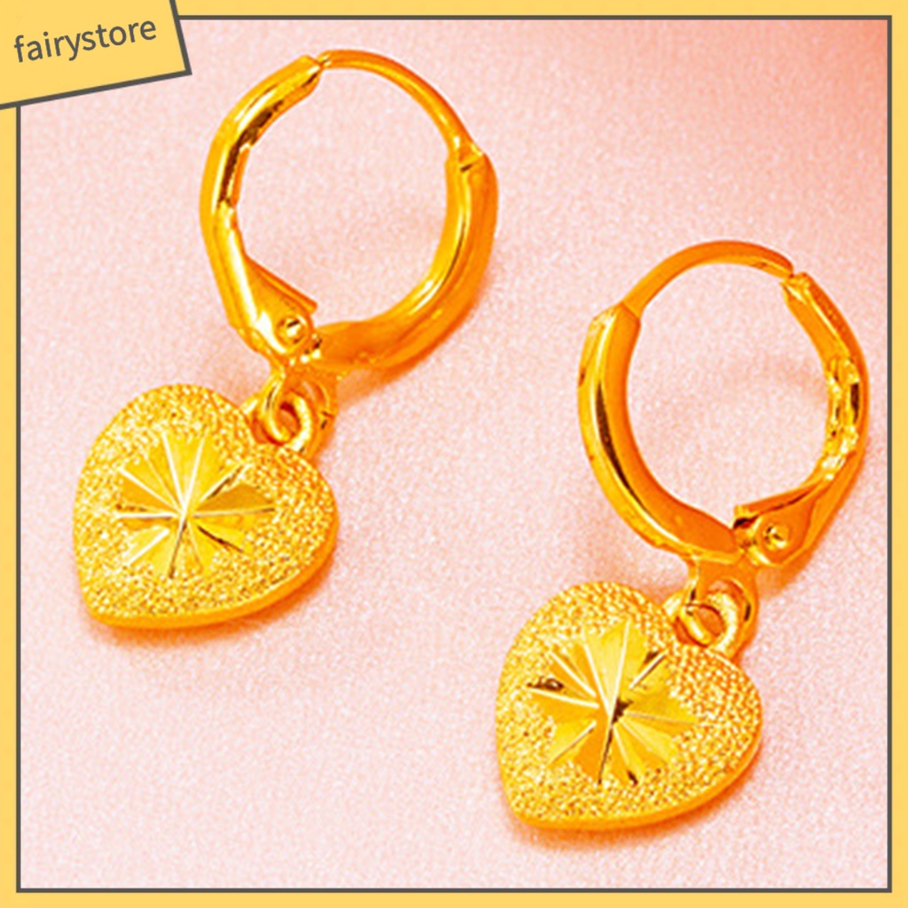 1 Đôi Bông Tai Hình Trái Tim Thiết Kế Đơn Giản Ngọt Ngào Cho Nữ