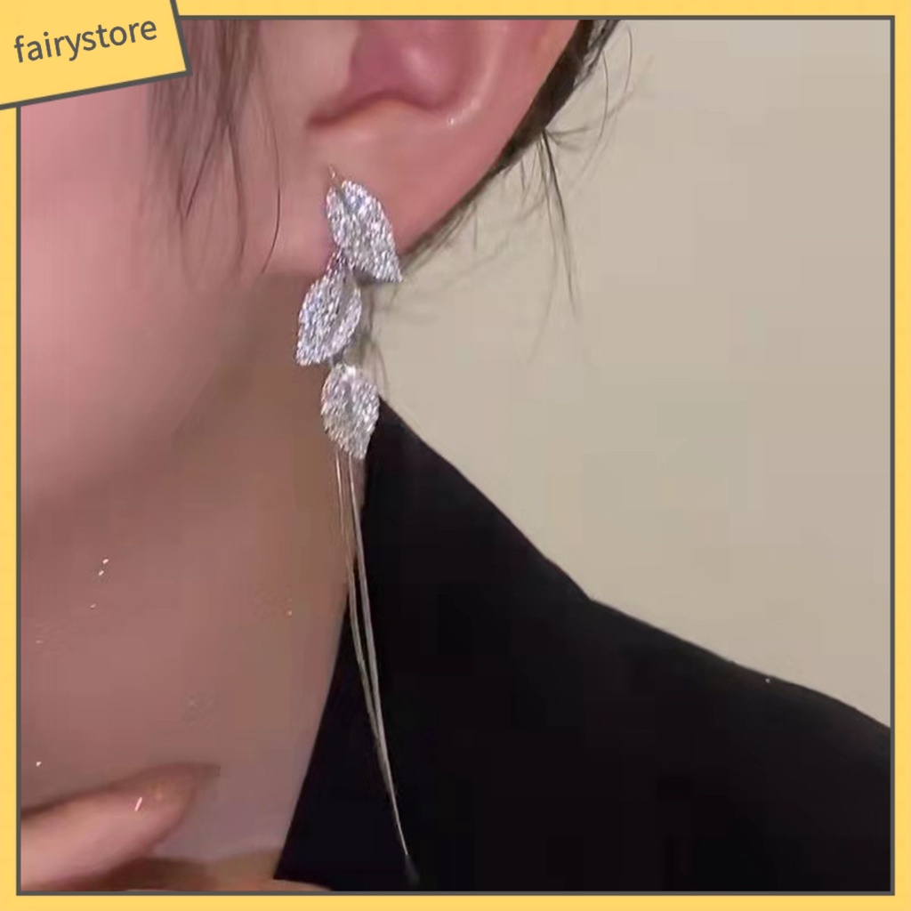 1 Đôi Bông Tai Dáng Dài Hình Chiếc Lá Phong Cách Ins Dành Cho Cô Dâu