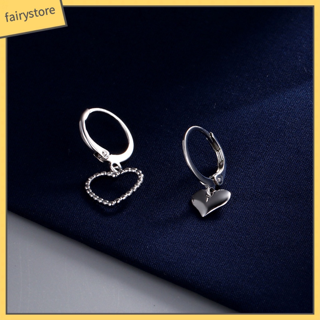 2 Bông Tai Hình Trái Tim Bằng Đồng Thiết Kế Đục Lỗ Thời Trang Cho Nữ