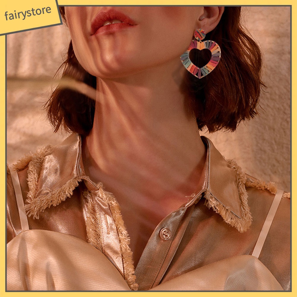 Bông Tai Hình Trái Tim / Hình Học Dệt Tay Thời Trang Dự Tiệc Cho Nữ