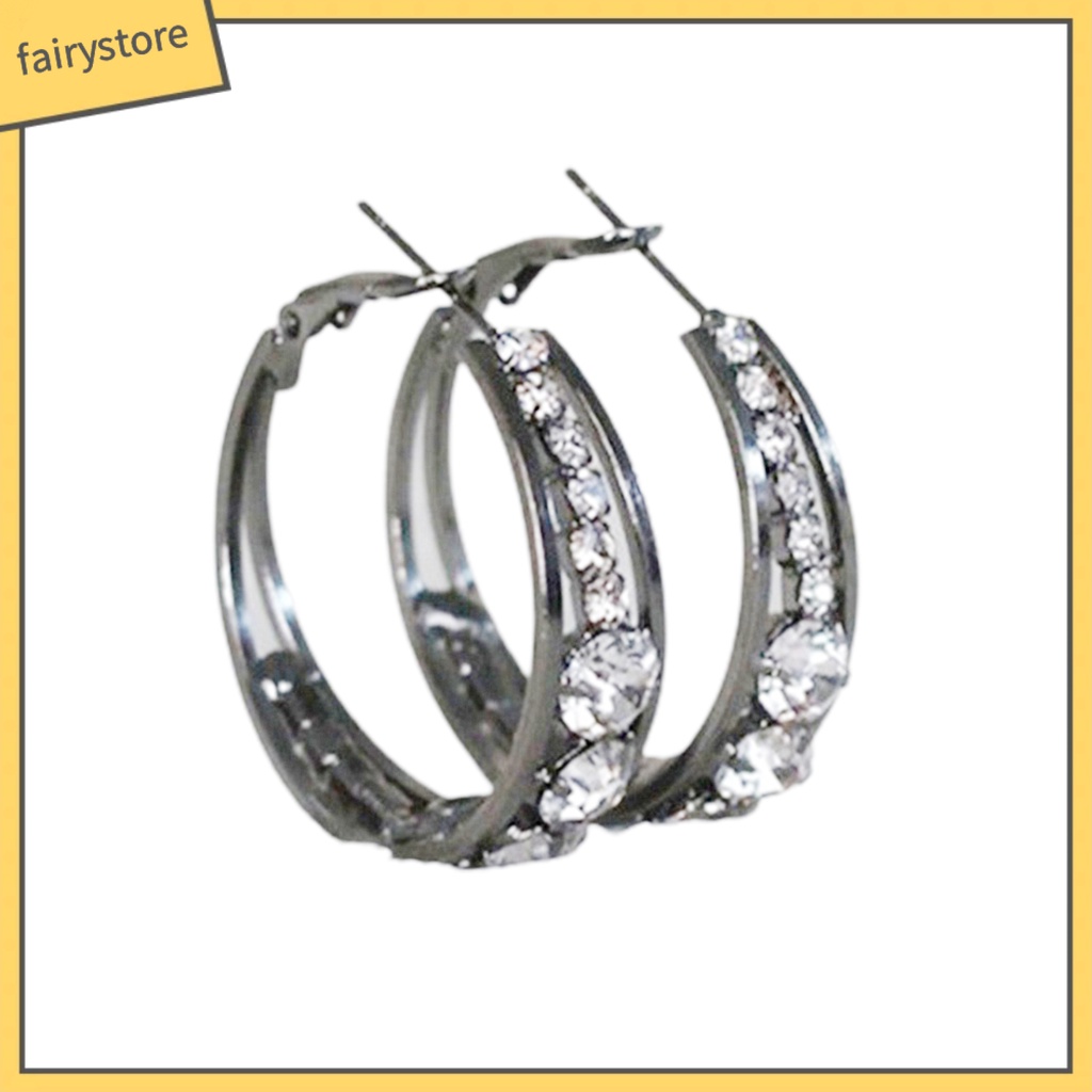 Bông Tai Tròn Đính Đá Lấp Lánh Quyến Rũ Dành Cho Nữ