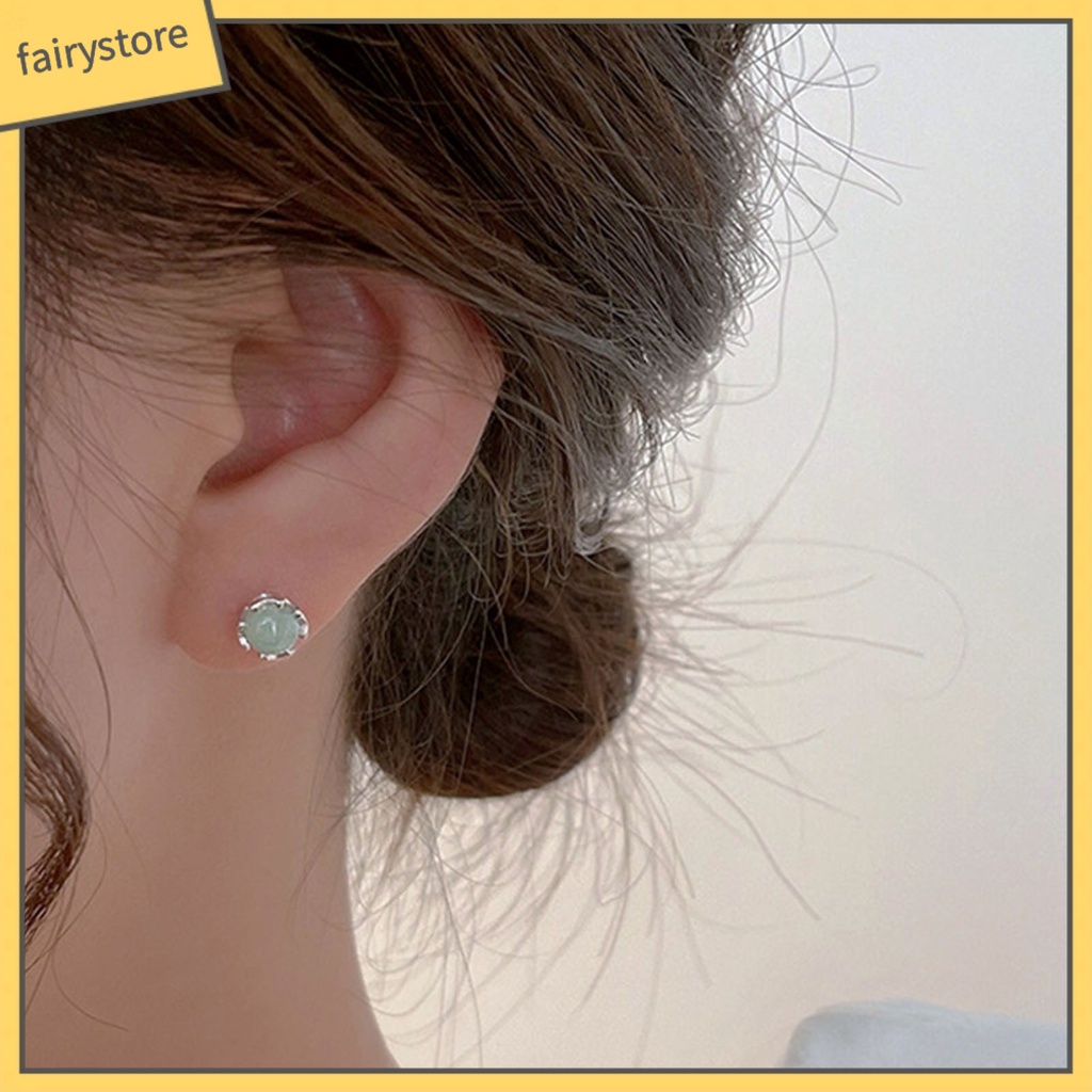 1 Đôi Bông Tai Ngọc Bích Giả Thời Trang Cho Nữ