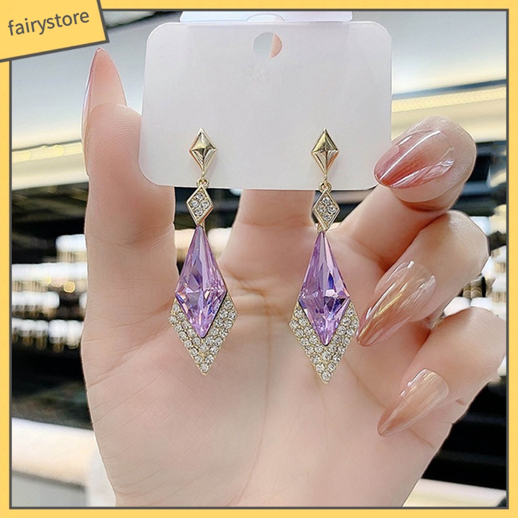 1 Đôi Bông Tai Đính Đá Lấp Lánh Trọng Lượng Nhẹ Dành Cho Nữ