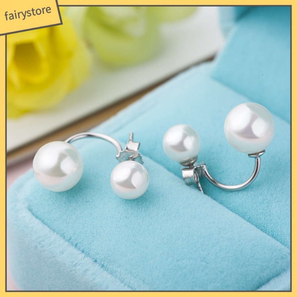 1 Đôi Bông Tai Hình Chữ C Đính Ngọc Trai Giả Thời Trang Dành Cho Nữ