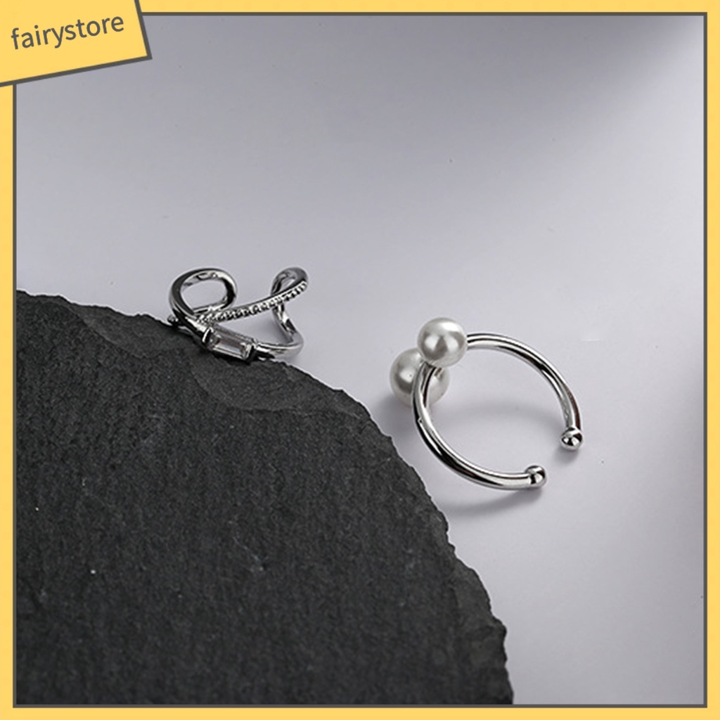 1 Khuyên Kẹp Vành Tai Không Cần Khoan Lỗ Dát Đá Giả Ngọc Trai Thời Trang Cho Nữ