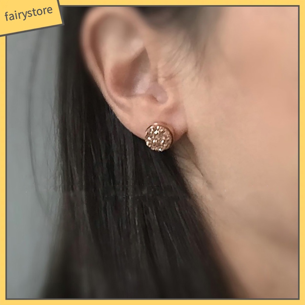 Bông Tai Tròn Đính Đá Zircon Thời Trang Dự Tiệc Cho Nữ