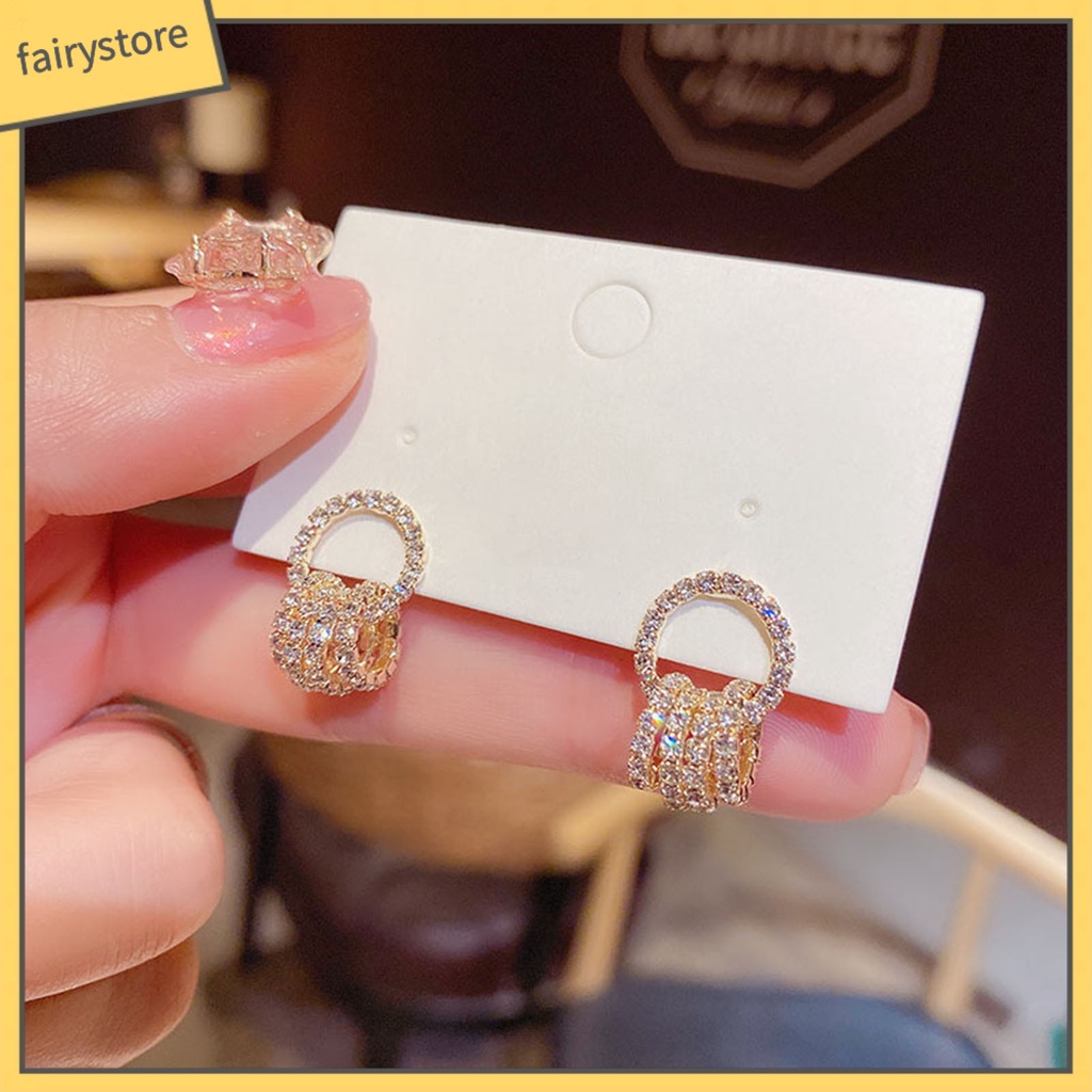 1 Đôi Bông Tai Tròn Đính Đá Lấp Lánh Dành Cho Nữ