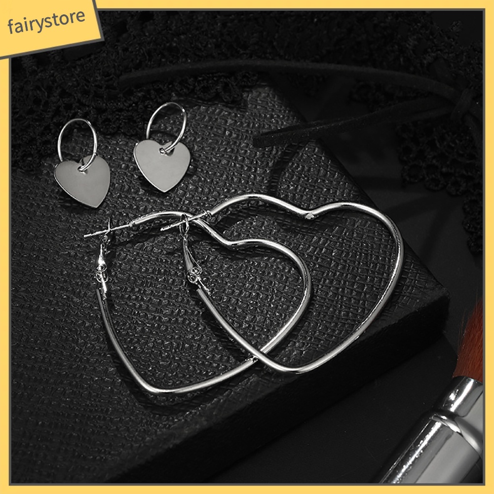 1 Đôi Bông Tai Hình Trái Tim Thời Trang Dành Cho Nữ