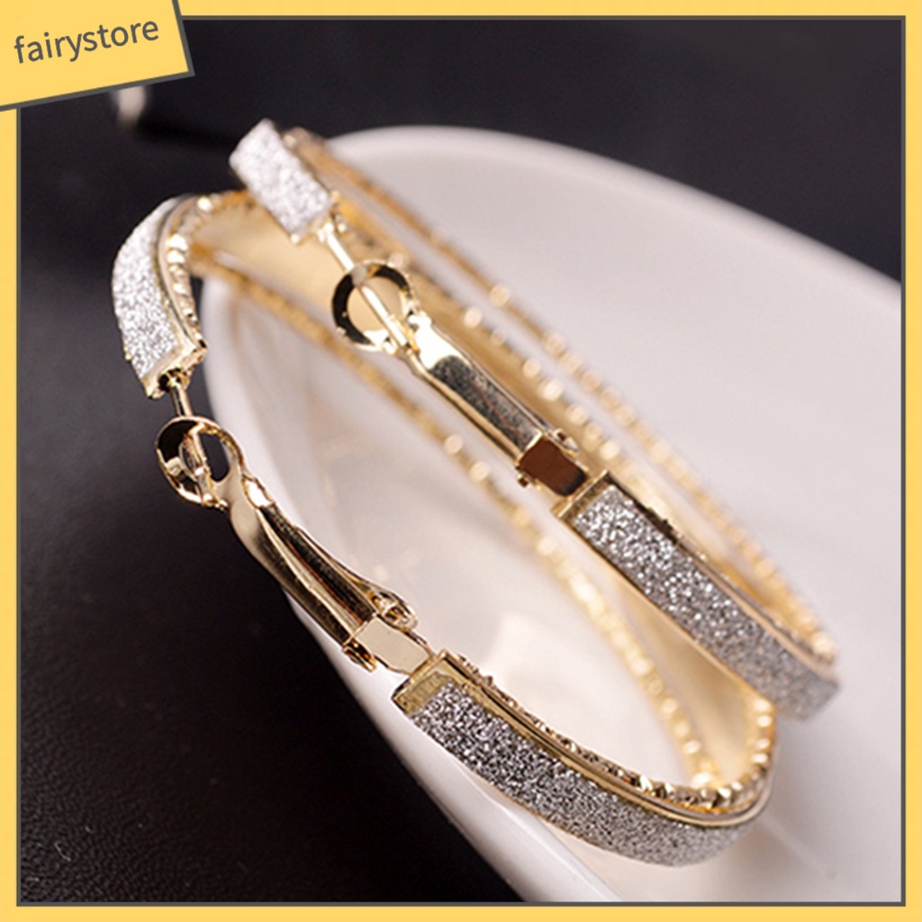 1 Đôi Bông Tai Tròn Hợp Kim Lấp Lánh Thời Trang Cho Nữ