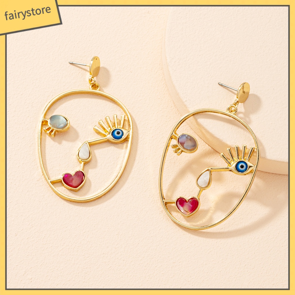 1 Đôi Bông Tai Hình Học Nhiều Màu Sắc Thời Trang Dành Cho Nữ