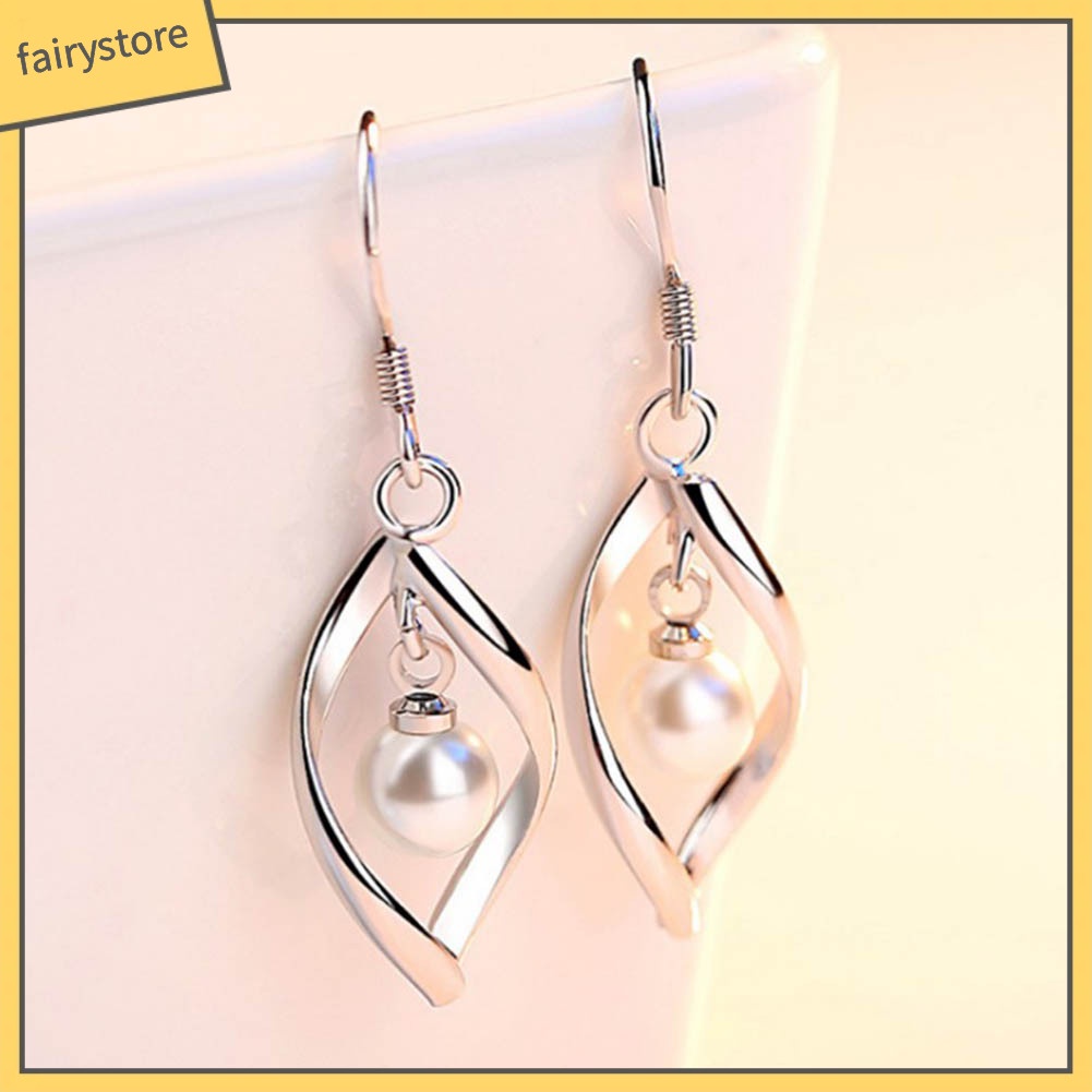 Khuyên Tai Dạng Móc Đính Ngọc Trai Nhân Tạo Thanh Lịch Cho Nữ