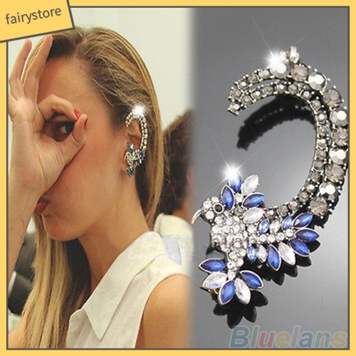 1 Bông Tai Đeo Vành Tai Hình Chim Ruồi Đính Đá Kiểu Vintage Cho Nữ