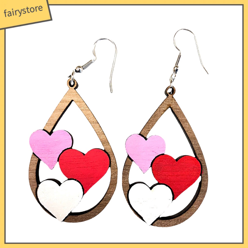 1 Đôi Bông Tai Hình Giọt Nước Bằng Gỗ Nhiều Màu Thời Trang Cho Nữ