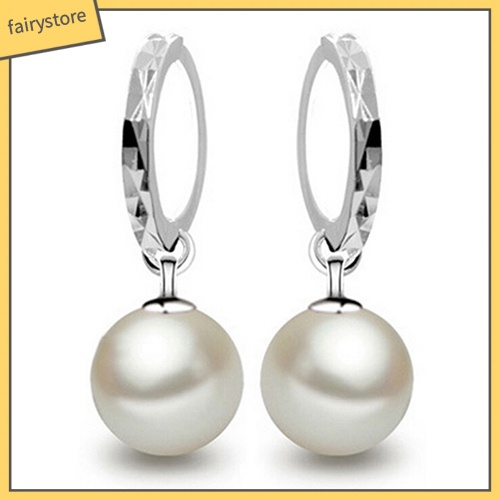 Khuyên Tai Tròn Đính Ngọc Trai Nhân Tạo Thanh Lịch Dành Cho Nữ