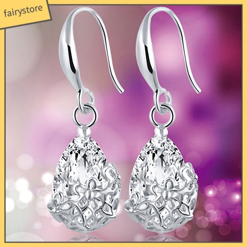 Đôi Bông Tai Hình Giọt Nước Đính Đá Thời Trang Cho Nữ