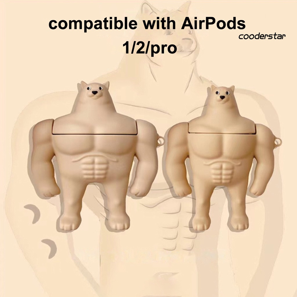 Vỏ Bảo Vệ Hộp Sạc Tai nghe không dây AirPods 1 / 2 / Pro Bằng Silicon Mềm Chống Trầy Hình Cơ Bắp Shiba Inu