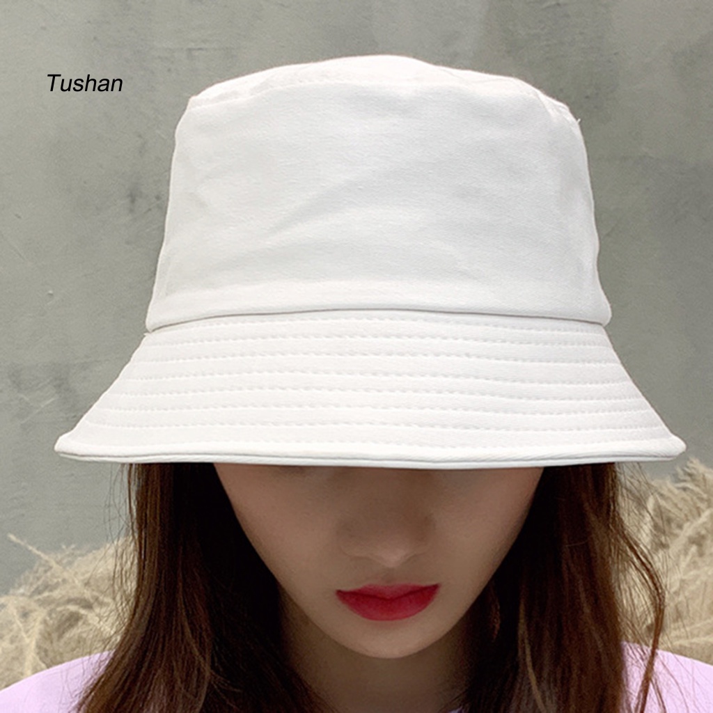 Mũ Bucket Vành Rộng Chống Tia UV Màu Trơn Thời Trang