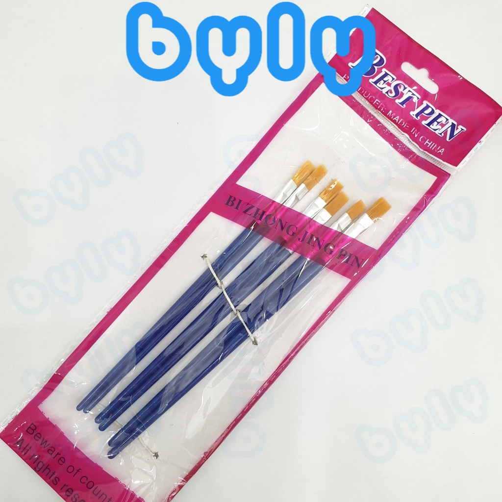 Bộ 6 cây cọ vẽ màu nước - Làm từ sợi nhân tạo, mềm, bền và chắc chắn, không rơi rụng - ByLy Store