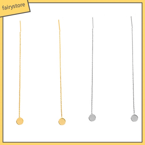 Bông Tai Dạng Xích Dài Mặt Tròn Đơn Giản Thời Trang Cho Nữ