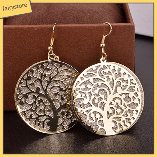 [FRO] Bông Tai Móc Mặt Nhám Hình Cây Rỗng Thời Trang Quyến Rũ Cho Nữ