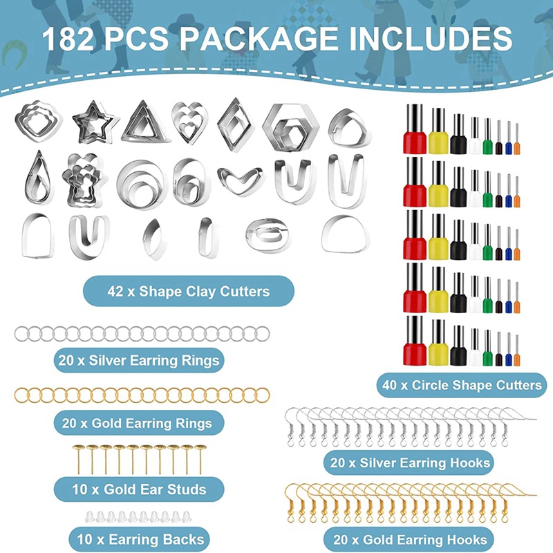 Bộ 42 Dụng Cụ Cắt Đất Sét Bằng Thép Không Gỉ Polymer Và 40 Khuôn Cắt Hình Tròn