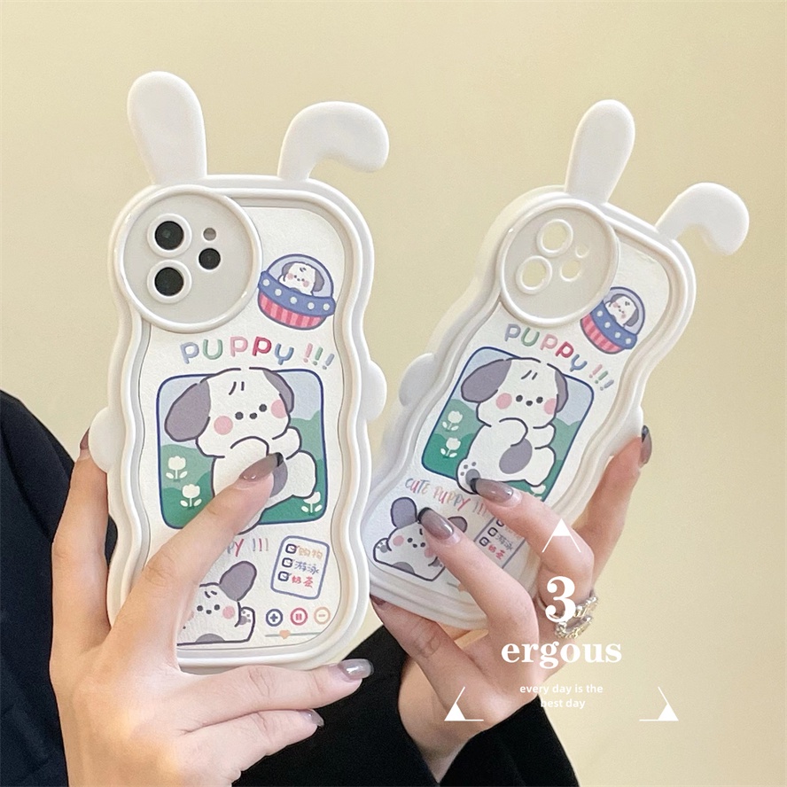 Ear CaseỐp Điện Thoại TPU Mềm In Hình Chú Cún Hoạt Hình Dễ Thương Cho IPhone 14 13 12 11 Pro Max X XR Xs Max