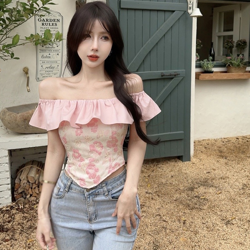 Áo Kiểu Trễ Vai Dáng Ôm Ngắn Thời Trang Quyến Rũ Cho Nữ