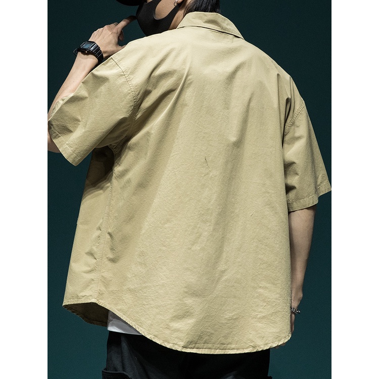 Áo Sơ Mi Cotton Tay Lửng Dáng Rộng Thời Trang Mùa Hè Nhật Bản Dành Cho Nam