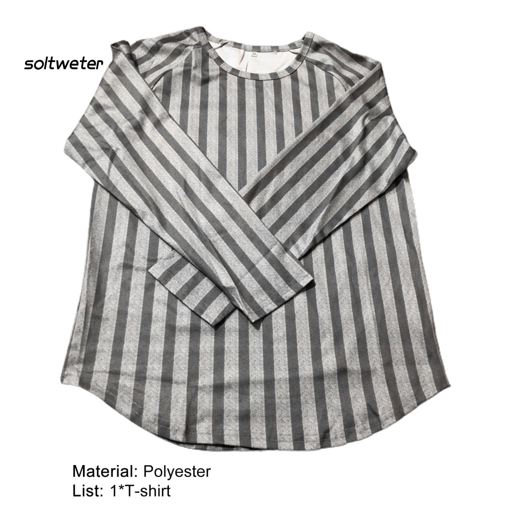 Áo Thun Cổ Tròn Họa Tiết Kẻ Sọc Đơn Giản Thời Trang Mùa Xuân Cho Nam