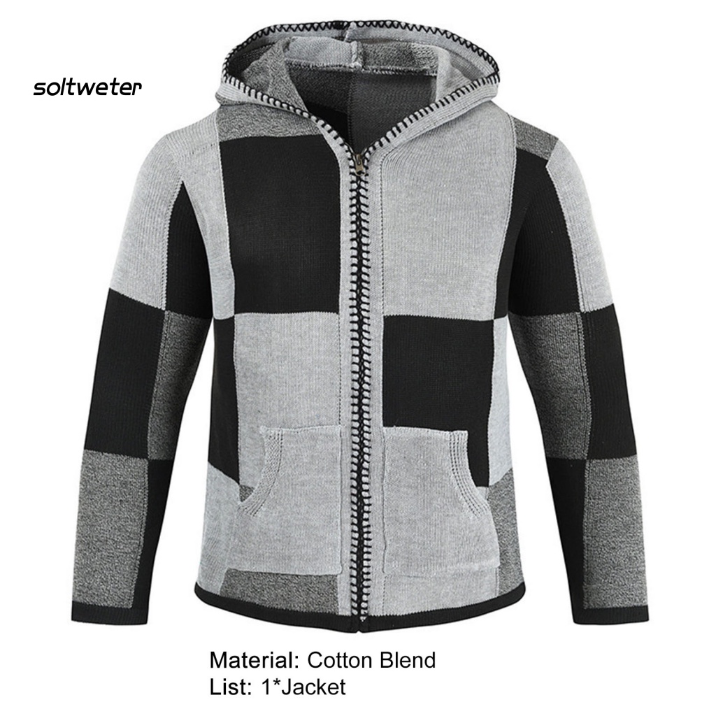 St Áo Khoác Dệt Kim Có Mũ Trùm Khóa Kéo Thời Trang Mùa Xuân Cho Nam Mặc Hàng