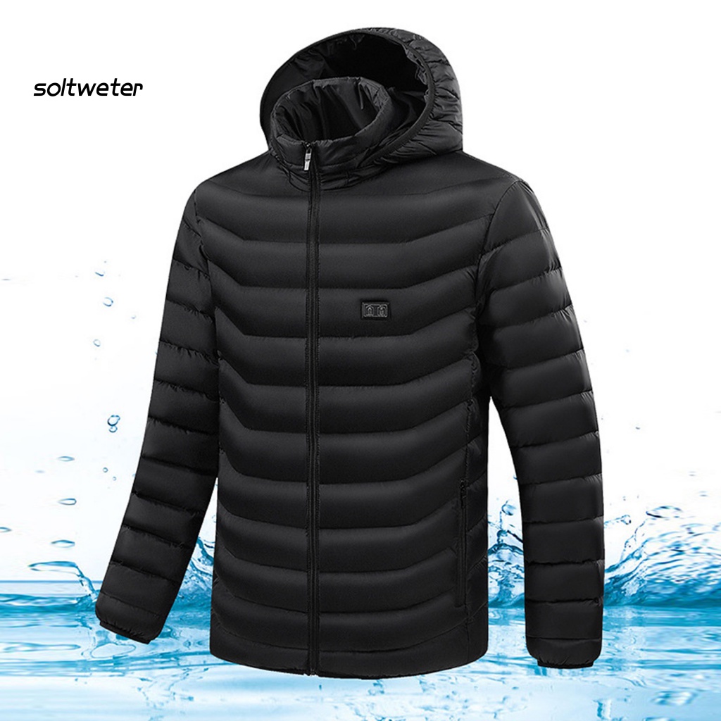 Áo Khoác Sưởi Ấm USB 9 Khung 3 Chế Độ Không Lạnh Có Mũ Trùm