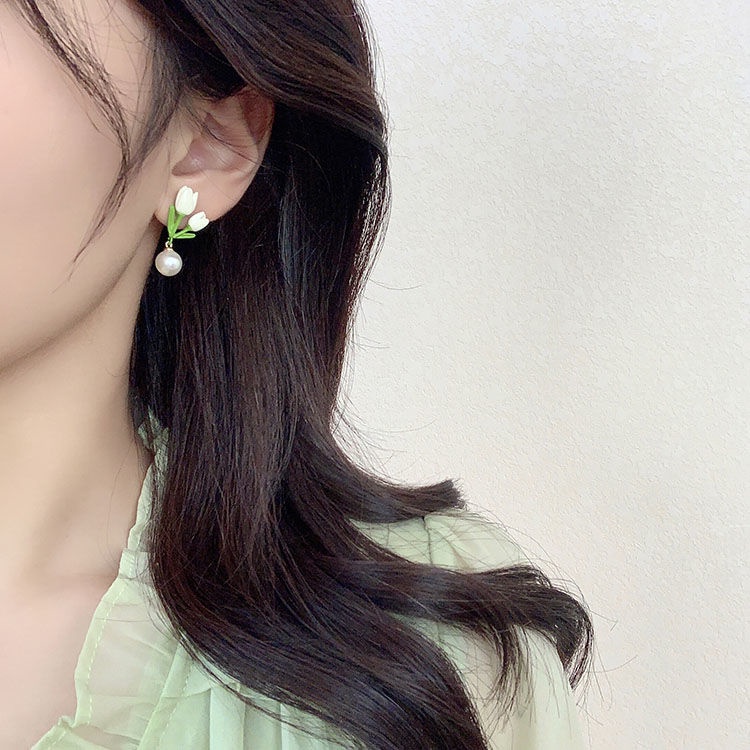 Bông Tai Đính Ngọc Trai Thiết Kế Nhỏ Nhắn Xinh Xắn Thời Trang Cho Nữ